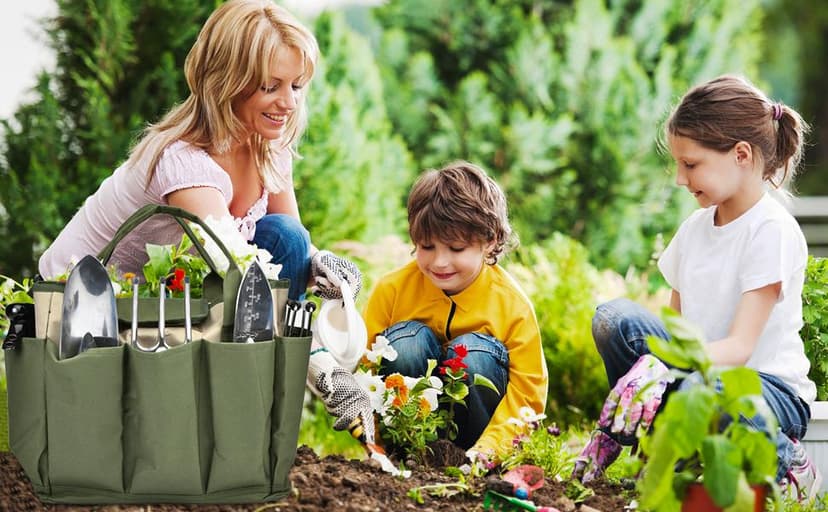 Garden Tool Bag, Garden Tote Bag With 8 Pockets, Canvas Garden Tool Storage Bags, Heavy-duty Large Organizer Bag for Garden Tool Kit, Gardening Organizer for women Men Indoor and Outdoor Gardening