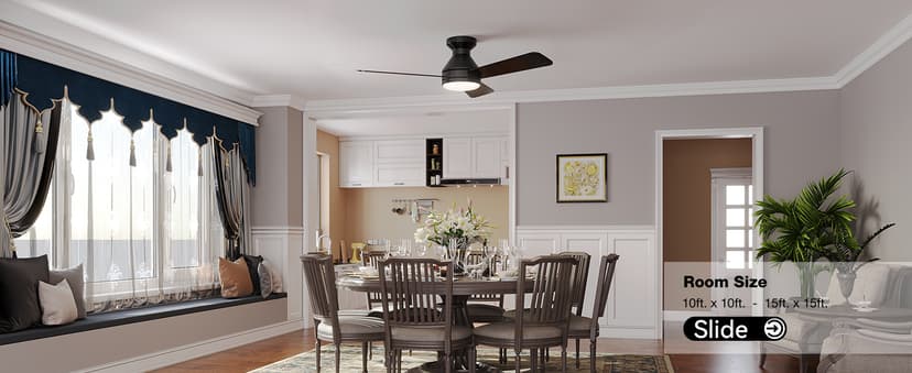 Amico Ceiling Fans with Lights, 42 inch Low Profile Ceiling Fan with Light and Remote Control, Flush Mount, Reversible, 3CCT, Dimmable, Noiseless, Black Ceiling Fan for Bedroom, Indoor/Outdoor Use