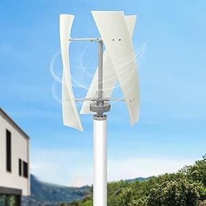 Wind Turbine, 500W Vertical Axis Wind Turbine Generator Home Windmill Kit Hybrid Wind System with Controller for Home, Business, Industrial Energy Supply (500W 12V White)