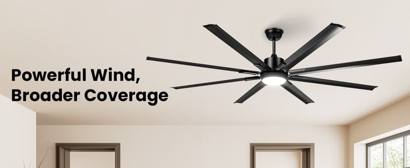 72 Inch Large Industrial Ceiling Fan with Light and Remote-8 Aluminium Blades Ceiling Fan with Energy Efficient DC Motor,Reversible Airflow-Ideal for Living Room,Patio,Garage,and Commercial Spaces