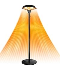 Star Patio Electric Outdoor Heater, Freestanding Patio Heater, Infrared Heater, Hammered Bronze Finished, Tip-Over Protection, Adjustable Height and Silent Heating Heater, ZHQ1566-C-SN12024