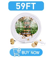 homenote Misting Cooling System 59FT (18M) Misting Line + 20 Brass Mist Nozzles + Brass Adapter(3/4") Outdoor Mister for Patio Backyard Garden Greenhouse Watering