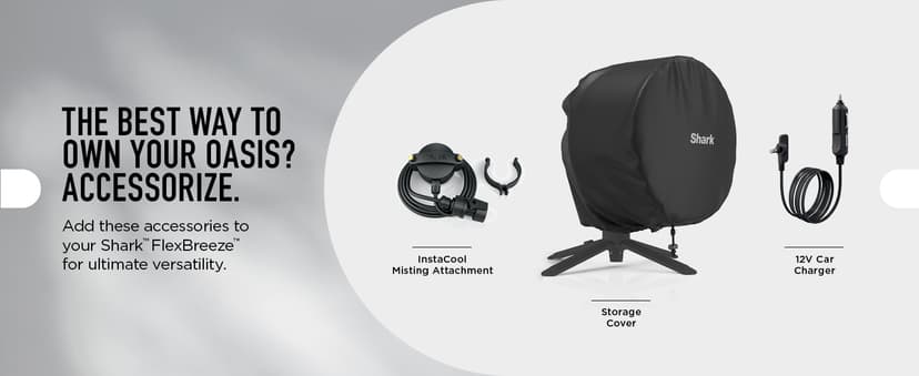 Shark FlexBreeze Fan - Indoor & outdoor oscillating fan, pedestal & tabletop, corded & cordless portable fan with outdoor InstaCool misting attachment - FA222