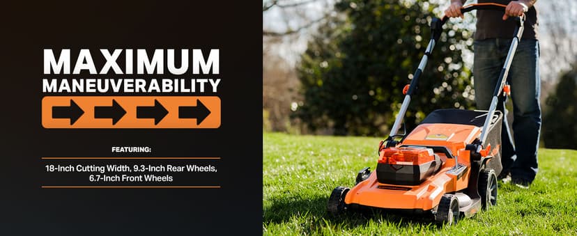 LawnMaster CLMF4819A 48V MAX* 19-inch Brushless Cordless Mower with 2X24V MAX* 4.0Ah Battery and a Dual Charger