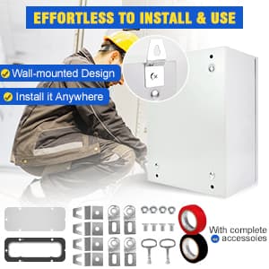 Outdoor Electrical Box, Steel Junction Box 16 x 12 x 8'', NEMA 4X Electrical Enclosure Box IP66 Waterproof & Dustproof, Universal Electrical Project Box with Lock & Mounting Plate