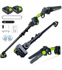 4-in-1 Pole Saw & Electric Pruning Shears, 8 Inch Pole Saws for Tree Trimming, Cordless Pruning Shears with 15ft Max Extension Pole, 2 * 4.0Ah Battery Powered Pole Saw Pole Pruner for Garden