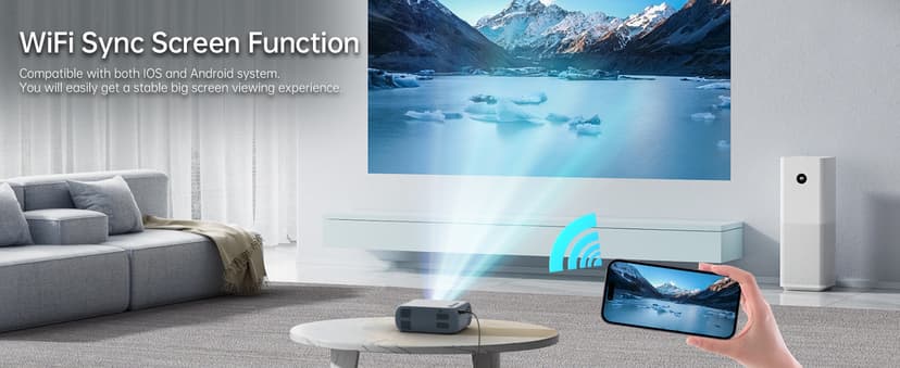 Mini Projector, iTJQ Portable Projector 1080P Supported for Indoor Outdoor Movies, Phone Projector Compatible with iOS/ Android, Laptop, TV Stick/ PS5, USB/HDMI/Type-C