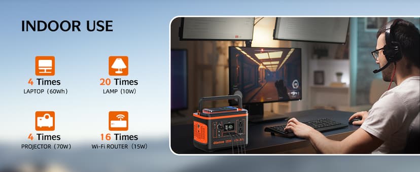 Portable Power Station, 297Wh Backup Lithium Battery Generator with 600W AC Output and 100W Fast Charging, Solar Generator for Outdoors Camping, Travel Emergency, Home Blackout