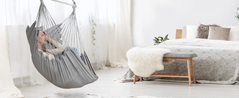 Y- Stop Hammock Chair Hanging Rope Swing Chair, Max 500 Lbs, 2 Seat Cushions Included, Removable Steel Spreader Bar with Anti-Slip Rings, Hardware kit-for Indoor or Outdoor(Light Grey)