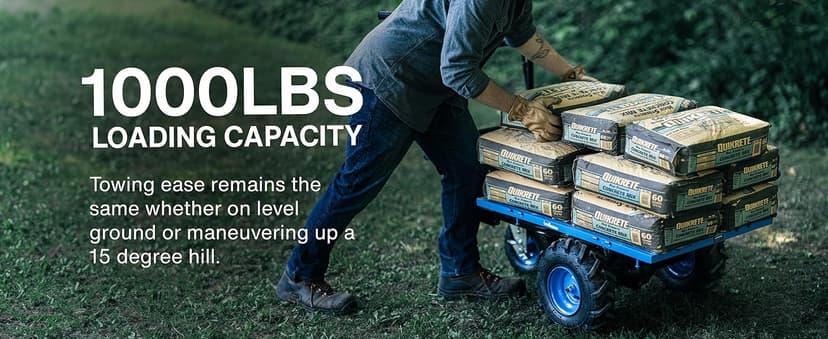 Landworks AGM Electric Utility Cart - 500W Lead-Acid Battery-Powered Power Wagon, 500 lbs Load Capacity & 1000 lbs Towing, Heavy-Duty Motorized for Garage, Warehouse, and Outdoor Use