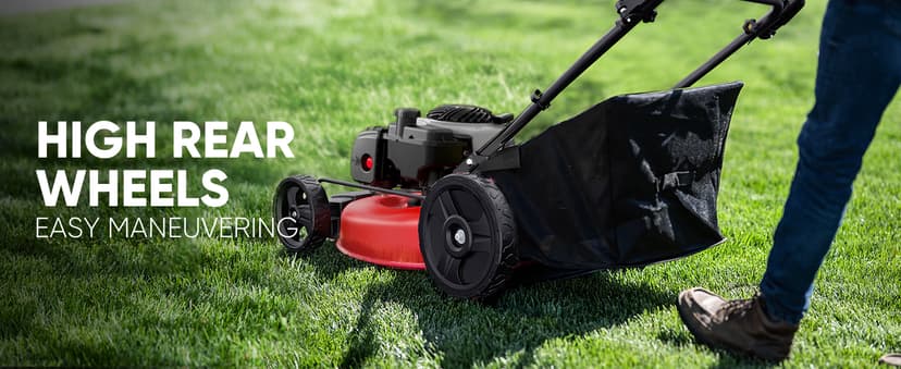 PowerSmart 21-Inch Gas Self-Propelled Lawn Mower, 140cc 4-Stroke B&S Engine, 3-in-1 Function (Mulching, Bagging, Rear Discharge), 6 Height Settings, 10" Rear Wheels, 1.4 Bushel Grass Bag