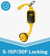 Kohree 30 Amp to 110V RV Adapter with Surge Protection, 8000 Joules 15 Amp to 30 Amp RV Power Adapter 21'' with Twist Lock, Circuit Analyzer w/LED Indicators, for Camper Travel Trailer