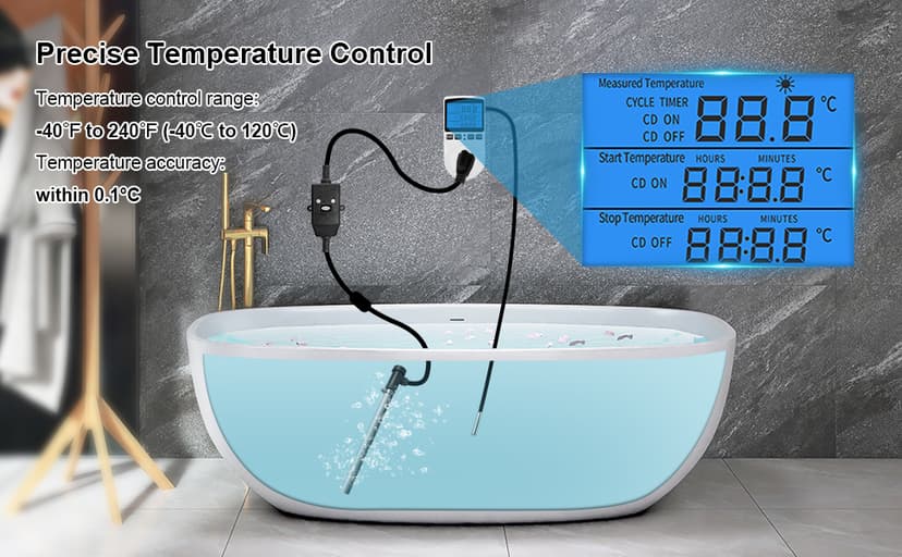 1500W 120V Titanium Heater Assembly with Sensor, for Bathtub Pool Water Tank Cattle Trough, Submersible Hot Tub Heater, Portable Electric Heater
