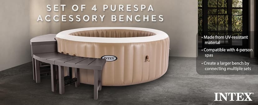 Intex 2 Medium PureSpa Benches, Compatible with Above Ground 4 Person Spas (Accessory Only)