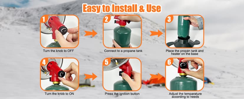 Buyplus Portable Propane Heater, 6200 BTU Portable Camping Heater Outdoor with Electric Ignition, Control Valve, Gas Cylinder Base for Tent, Fishing, Garage, 7“L x 7"W x 10"H
