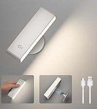 Honalia Adhesive Wall Lights for Bedroom 2 Pack, Rechargeable Wall Lights with Magnetic & Dimmable, 360 Rotation Cordless Wall Sconce, Peel and Stick Lights for Wall Bedside, Reading