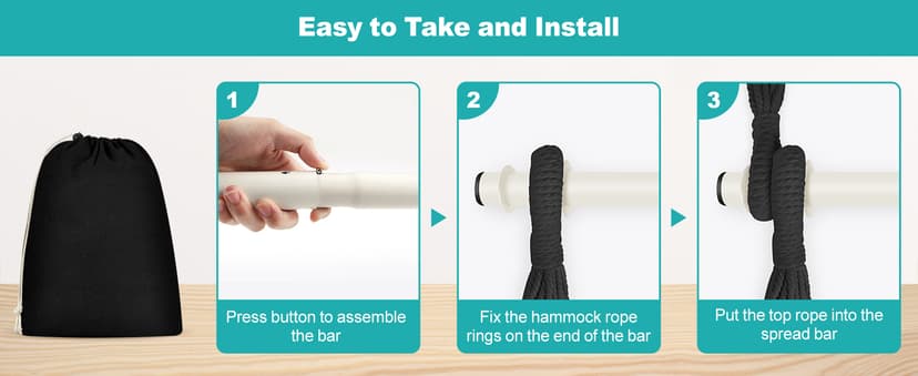 Outerman Hammock Chair, Hanging Chair with 3 Cushions and Foot Rest Support, Sturdy Metal Spreader Bar Max 500Lbs, Swing Chair for Bedroom, Indoor & Outdoor, Patio, Porch or Tree(Black)…