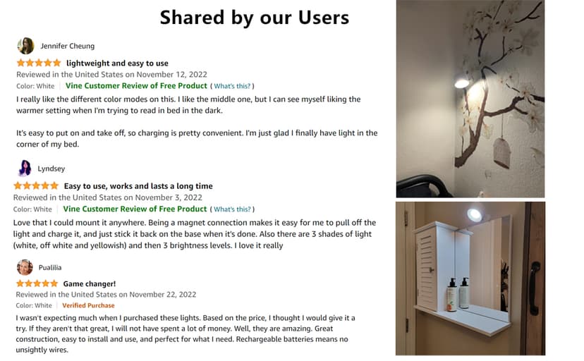 Battery Operated Wall Light, LED Lamp with 360°Adjustable Lighting Indoor Light 3 Color Modes Brightness Levels Touch Control, Mounted for Bedroom Reading Bedside-1Pack White