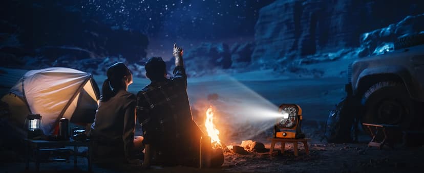 Portable Camping Fan,20000mAh Rechargeable Battery Powered Fan with LED Lantern, USB-C Battery Operated Fans,Ultra Quiet, for Outdoor Indoor Use,Travel, Tent, Beach, Picnic, Barbecue, Fishing, Home