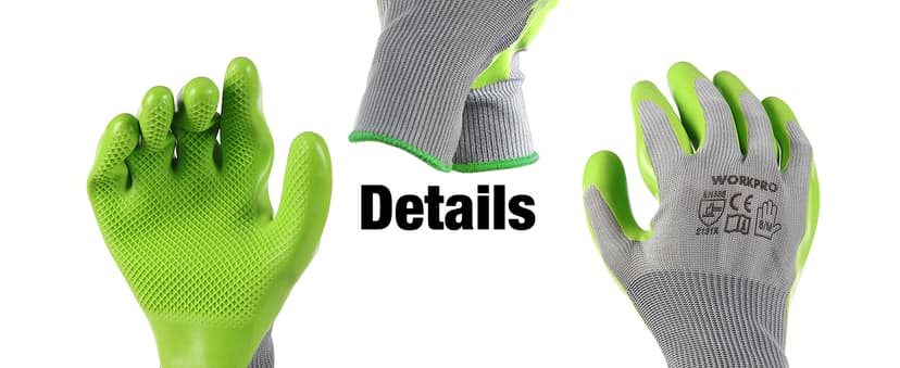 WORKPRO 6 Pairs Garden Gloves, Work Glove with Eco Latex Palm Coated, Working Gloves for Weeding, Digging, Raking and Pruning(L)