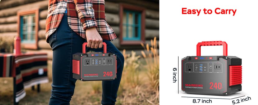 MARBERO Solar Generator 240Wh 300W Portable Power Station with Solar Panel 60W Included Backup Lithium Battery with AC Outlets for Camping Home Outdoor Emergency Hiking Travel