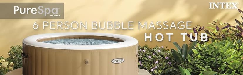 INTEX 28427EH PureSpa Bubble Massage Spa Set Outdoor Inflatable Portable Hot Tub, Includes Energy Efficient Spa Cover, Saltwater System Ready, 6 Person, 85in x 28in