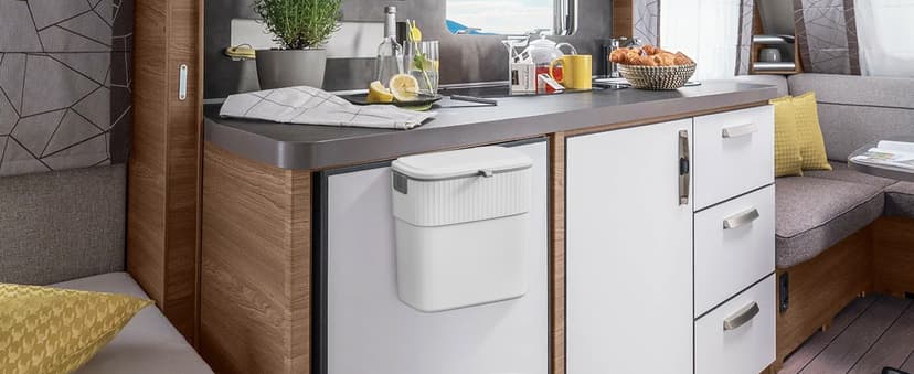 ELPHECO Hanging Trash Can with Lid 2.5 Gallon Kitchen Compost Bin for Under Sink, Plastic Wall-Mounted Garbage Can, Small Kitchen Trash Bin, Small Trash Can with Lid for Cupboard Countertop