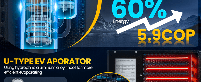 16184 BTU Pool Heater, for 6000 Gallons Above Ground Pools,Swimming Pool Heaters,120V/60Hz with Digital Display Multi-Protection