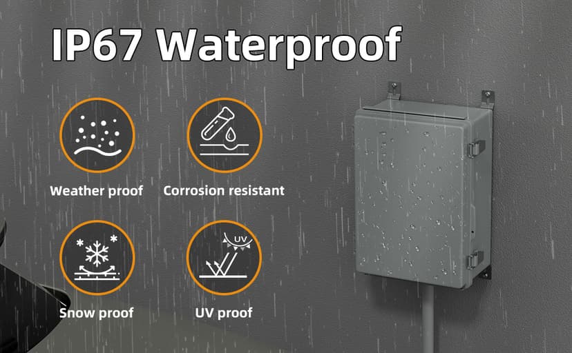 Joinfworld Waterproof Box for Electronics Outside 11.4x7.5x5.5" Outdoor Weatherproof Electrical Box Plastic Weather Proof Nema 4 Enclosure