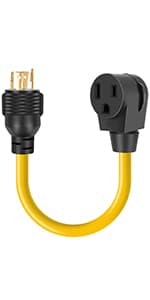 30 Amp to 110 Adapter Generator Power Cord, 4 Prong 30 Amp to 15 Amp Generator Adapter, Nema L14-30P Male to 4X 5-20R Female with Dust Protection Caps, 1.5 FT