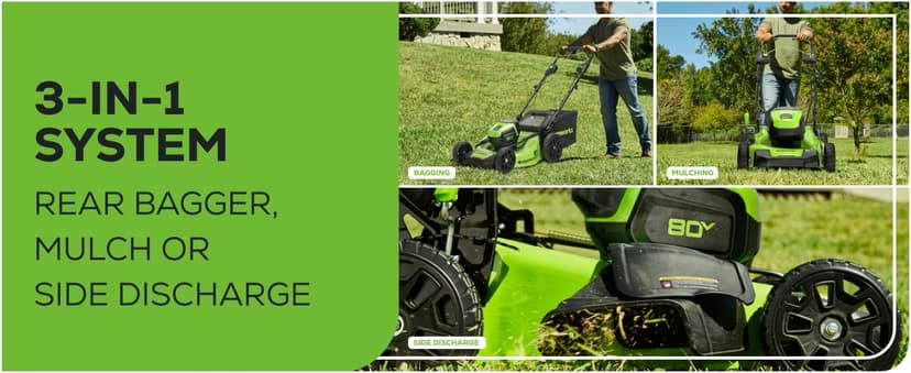 Greenworks 80V 21" Brushless Cordless (Self-Propelled) Lawn Mower (75+ Compatible Tools), 4.0Ah Battery and 60 Minute Rapid Charger Included