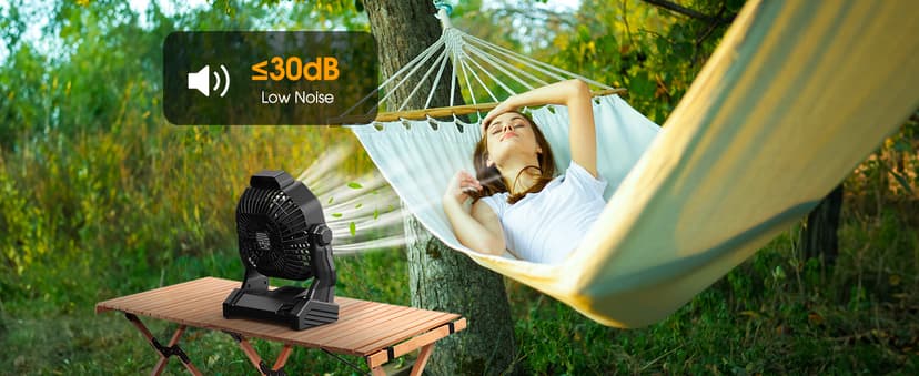 10400mAh Solar fan, Camping Fan with Solar Panel, 7W Rechargeable Solar Powered for Outside, LED Lantern, Stepless Speed and Quiet Battery Operated for Picnic, Barbecue, Fishing, Travel