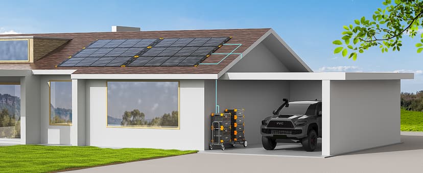 pecron E3600LFP Portable Power Station 3072Wh with Four Extended Batteries Trolley Kit, Expandable to 15360Wh, 5x3600W AC Outlets LiFePO4 Battery Backup Solar Generator for RV, Camping, CPAP