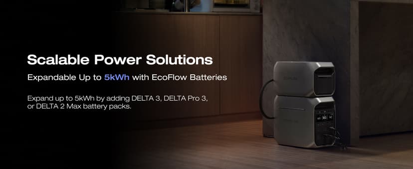 EF ECOFLOW Portable Power Station DELTA 3 Plus, 1024Wh LiFePO4 (LFP) Battery, 1800W AC/140W USB-C Output, Solar Generator (Solar Panel Optional) for Home Backup, Camping&RV