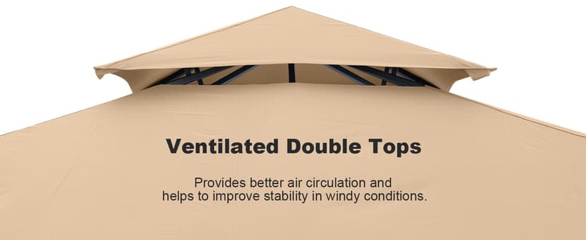 ABCCANOPY Gazebos for Patios 10x10 - Outdoor Steel Frame Gazebo with Mosquito Netting for Lawn Backyard Garden Deck (Khaki)