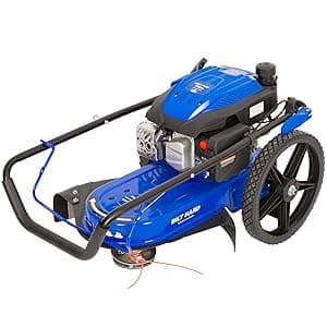 BILT HARD Walk Behind String Trimmer, 170cc 4-Cycle Gas Brush Hog Mower, 22 Inch Cutting Diameter, Push Weed Eater with 14 Inch Flat Free Wheels, Brush Cutter for Farm, Lawn, Yard