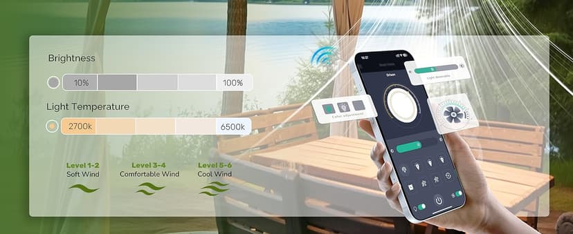 Orison Outdoor Ceiling Fans with Light, 21'' Wet Rated Outdoor Hanging Fan for Gazebo, Plug in Caged Lighting for Pergola Canopy, Hanging with Hook, 3 Color LED Light, Waterproof