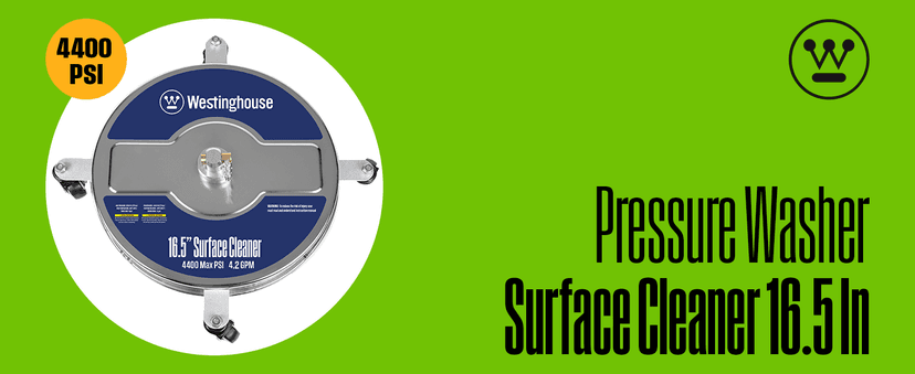 Westinghouse Universal 16.5” Pressure Washer Surface Cleaner Attachment - Stainless Steel - 4400 Max PSI, 1/4” Connector - for Gas and Electric Pressure Washers