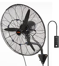 VEVOR 30 Inch Wall-Mount Misting Fan, 3-speed IP44 Waterproof Oscillating, Max. 9500 CFM Wall Mounted Fan for Outdoor, Commercial, Residential, Greenhouse, Workshop, Patio, Black, ETL Listed