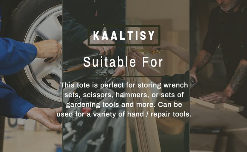 Tool Tote Bag, Heavy Duty 16oz Waxed Canvas Garden Tool Bag | Portable 11-Pocket Tool Storage Bag for Gardener Electrician Contractor Repairman (14"L x 5.5"W x 10.5"H) – Army Green