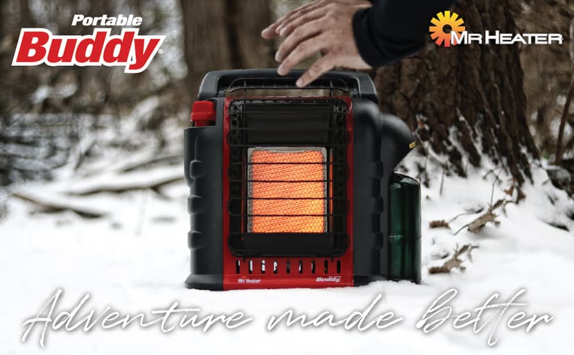 Mr. Heater Portable Buddy Heater MH9BX 4,000-9,000 BTU Indoor-Safe Propane Radiant Heater For Campers, Workshops, Job Sites, Patios & More - Red, Black