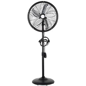 BILT HARD 18" Oscillating High-Velocity Outdoor Pedestal Misting Fan, 3-Speed Patio Fans for Outside, Adjustable Height, 120° Oscillation, Waterproof, Industrial Fan for Outdoor- UL Listed Black