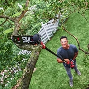 SKIL PWR CORE 40 Brushless 40V 10'' Pole Saw Kit with Over 9ft. Telescoping Shaft & Angled Head, Includes 2.5Ah Battery and Auto PWR Jump Charger - PS4561C-10