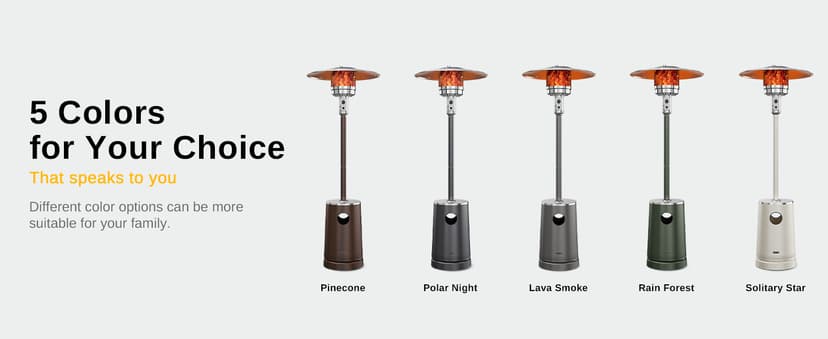 EAST OAK 50,000 BTU Patio Heater with Sand Box, Table Design, Double-Layer Stainless Steel Burner, Wheels, Triple Protection System, Outdoor Heater for Home and Residential, Polar Night