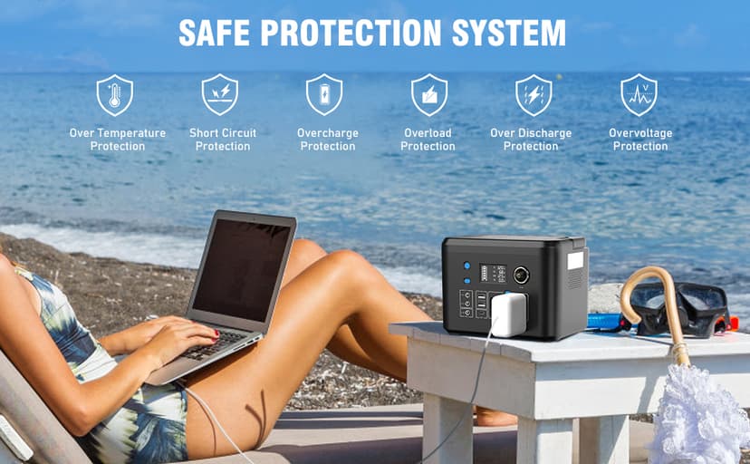 Portable Power Station 350W, Powkey 260Wh/70,000mAh Backup Lithium Battery, 110V Pure Sine Wave Power Bank with 2 AC Outlets, Portable Generator for Outdoors Camping Travel Hunting Emergency