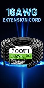 HUANCHAIN 12/3 Gauge Heavy Duty Outdoor Extension Cord 100 ft Waterproof with Lighted end, Flexible Cold-Resistant 3 Prong Electric Cord Outside, 15Amp 1875W 12AWG SJTW, Yellow, ETL