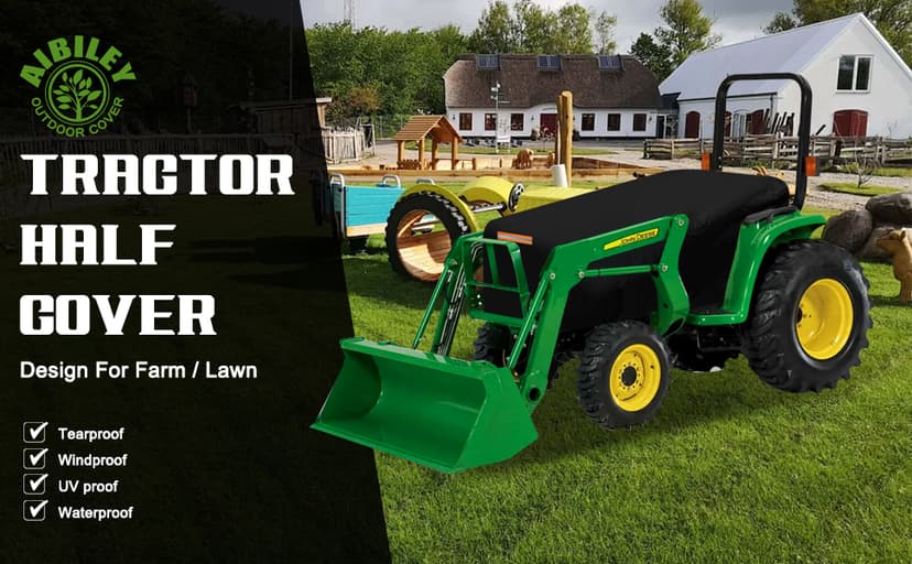 Compact Tractor Covers Waterproof Outdoor Heavy Duty,600 Polyester,Anti-UV Compact Utility Tractor Mower Cover Accessories,Compatible with John Deere, Kubota, Bobcat, Mahindra,Kioti,Tym,76"x24"x22"