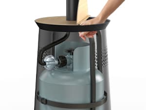 50,000 BTU Patio Heater for Outdoor Use With Adjustable Heat Focusing Top, Table Design, Stainless Steel Burner, Wheels,Propane Heater for Garden, Commercial and Residential, Black