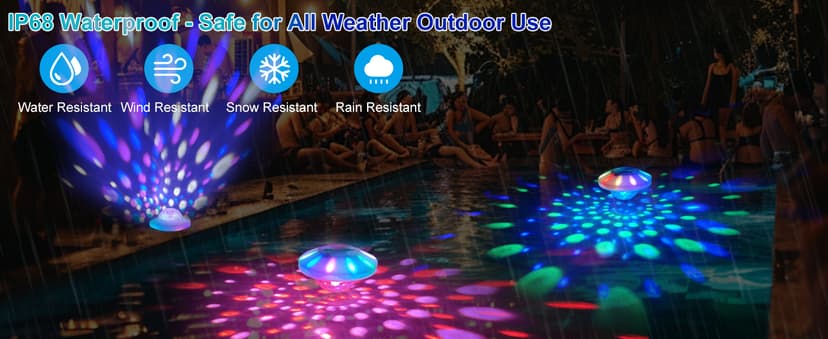 Rechargeable Floating Pool Lights: Remote Control Pool Lights That Float with 6 Dynamic Lighting IP68 Waterproof RGB Upper and Lower Floating Lights for Hot Tub Pool Garden Party 1 Pack