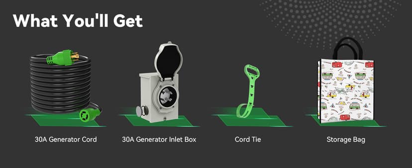 30 Amp Generator Cord 15FT and Power Inlet Box, Pre-Drilled 30 Amp Generator Inlet Box with Cord, NEMA L14-30P to L14-30R Generator Cord Waterproof Combo Kit, ETL Listed